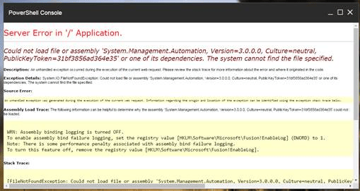 powershell Error Message